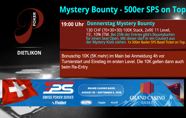 Donnerstag Mystery Bounty - 1x 500er SPS Basel Ticket on Top