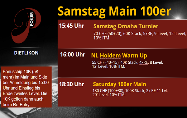 Saturday Main 100er - 18:30