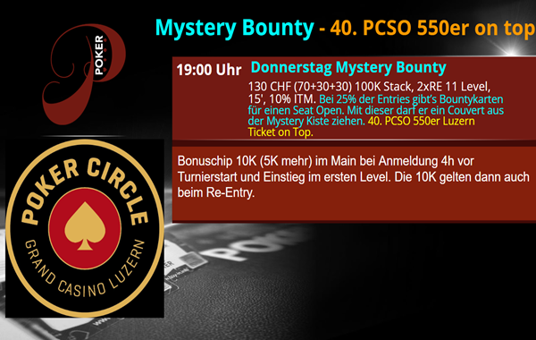 Donnerstag Mystery Bounty - 40. PCSO 550er ticket on top